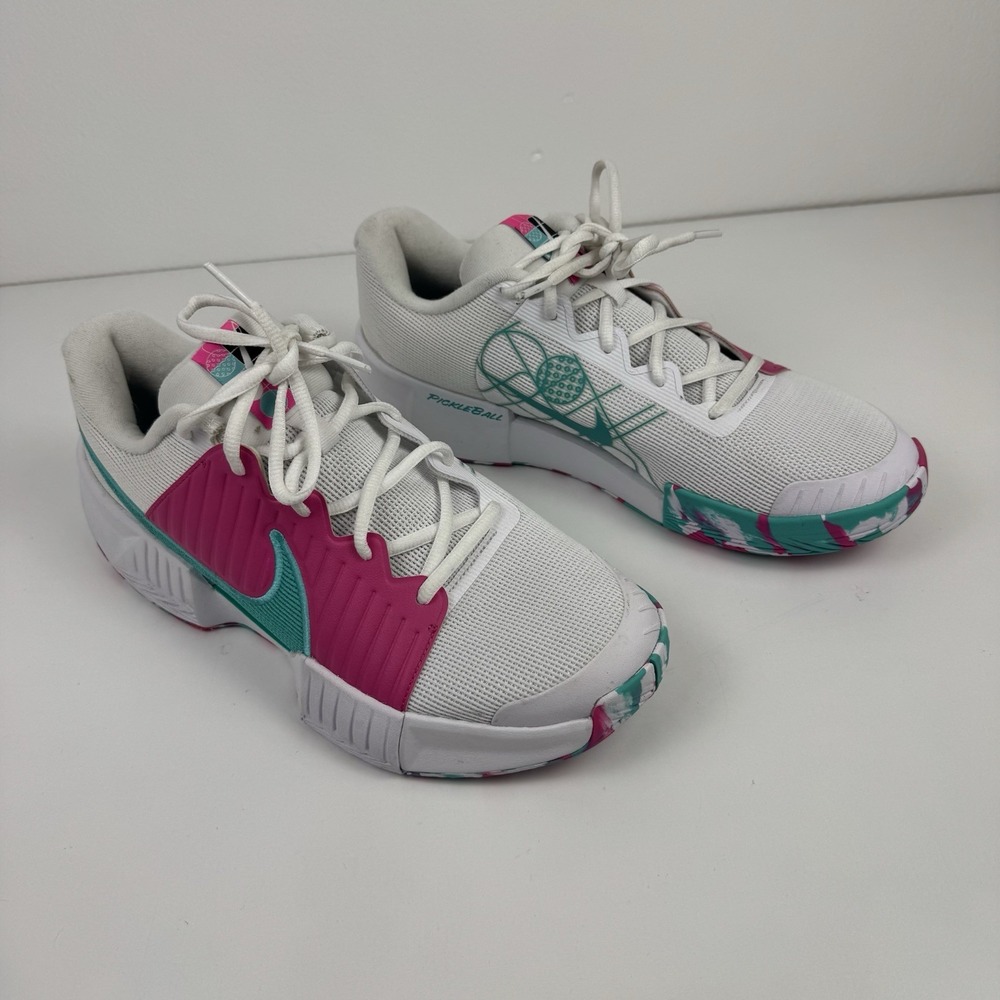 Nike Zoom Challenge Womens 12 Pickleball Court Shoe White Pink Retro FQ4155-101 - Picture 2 of 11